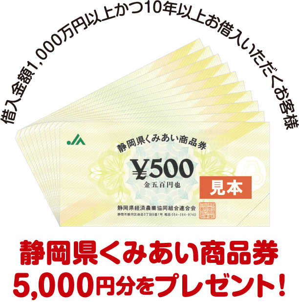 静岡県くみあい商品券 5,000円分をプレゼント！